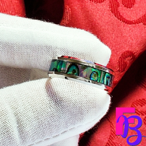 *NEW!* Mens Stainless Steel Abalone Ring - Picture 5 of 12